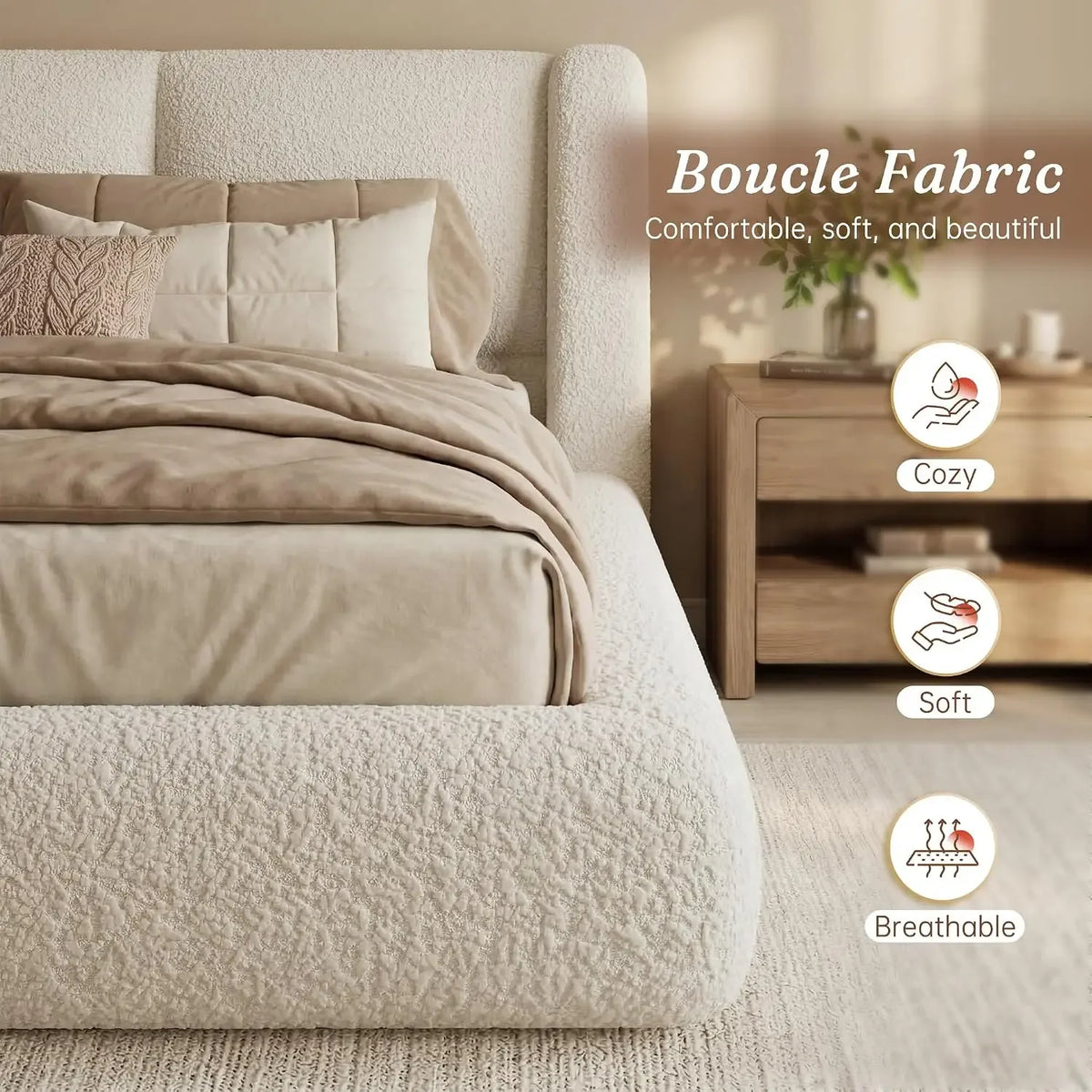 Queen Size Cloud Bed Frame Anti Slip Bottom Noise Free Soft Corner Easy Assembly