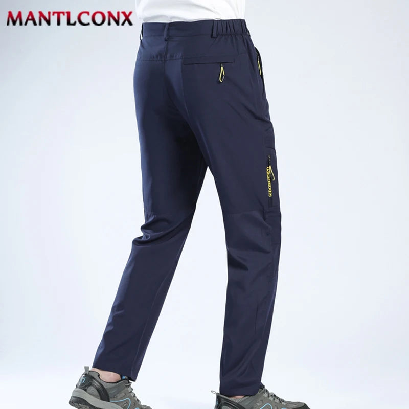 Thin Summer Stretch Pants with Zipper Pockets Quick Dry Hiking Camping Trousers Men Gym Fitness Jogging Running Sports Pants Men
