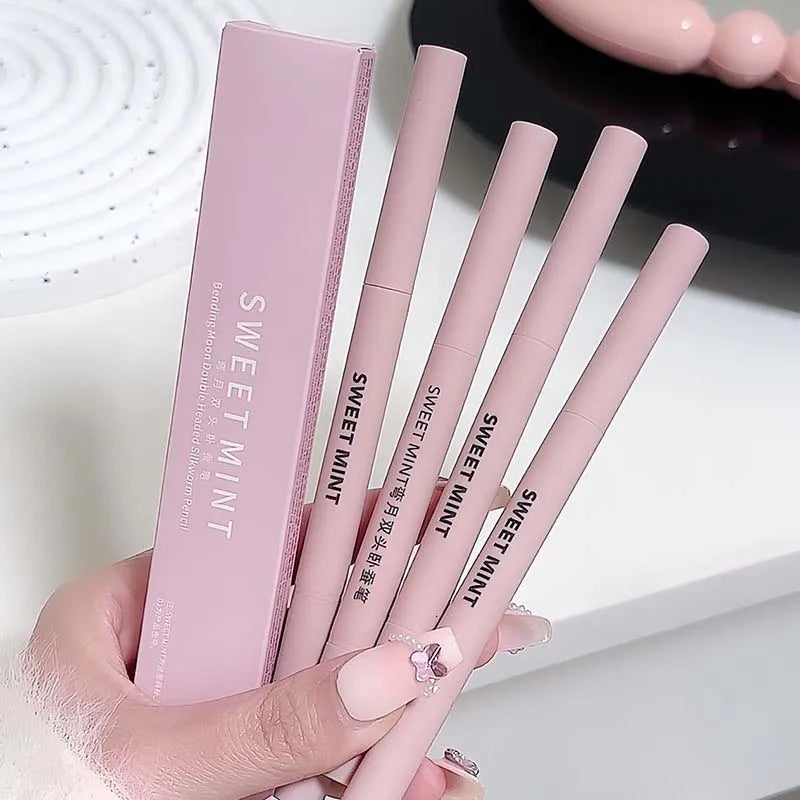 Double Headed Sickle Eyeliner Lying Silkworm Pen Waterproof Natural Glitter Eyeshadow Lying Silkworm Eyes Contour Shadow Make Up