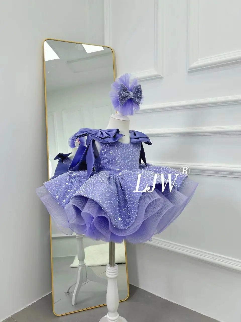Sparkling Pink Flower Girl Dress Big Bow Heart Tulle Tutu Dress Flower Wedding Princess Birthday Party Prom First Communion Ball
