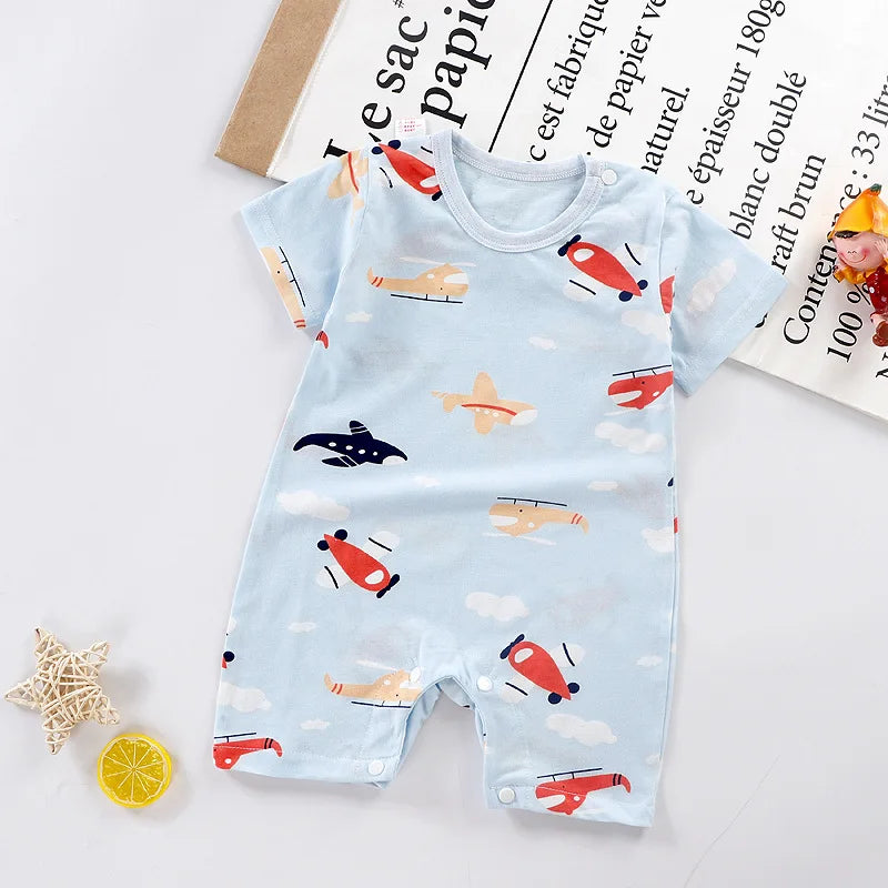 Baby Unisex Romper Jumpsuit - 100% Cotton Short-Sleeve Animal Print
