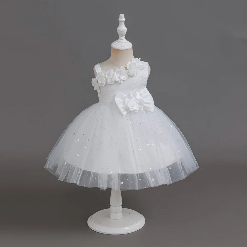 HETISO Baby Girls Dress Sling Elegant Kids Star Printed Birthday Party Ball Gown Children Costume Gown 6M-3 Years