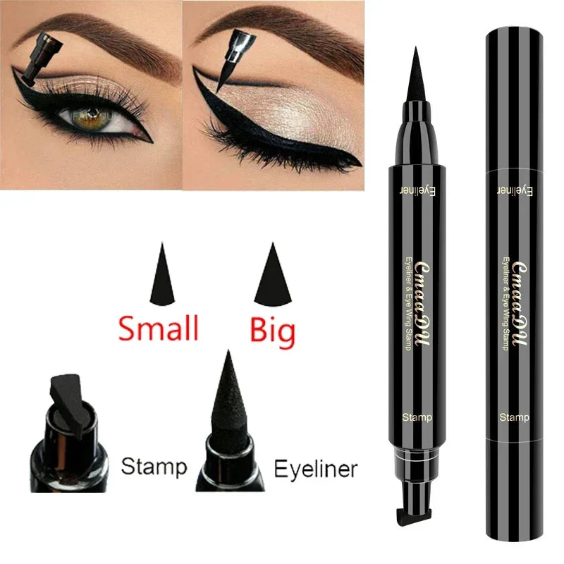 1pcs Big Double-headed seal eyeliner Waterproof and quick-drying black liquid eyeliner small lash glue pen Eye makeup cosmetic