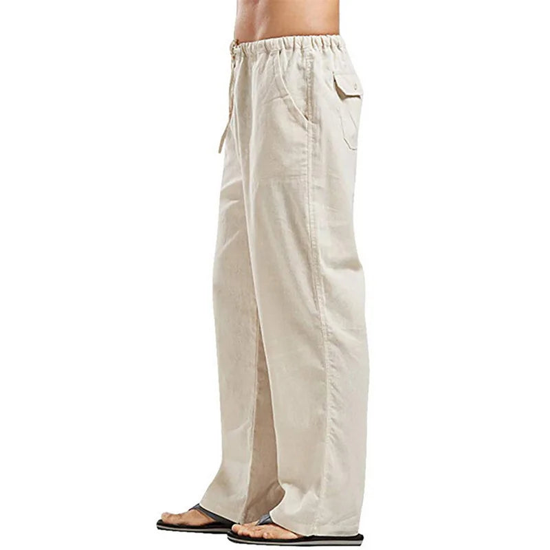 Spring Linen Wide Men Pants Korean Trousers Oversize Cotton Streetwear Male New Yoga Pants Casual Men Clothing Sweatpants