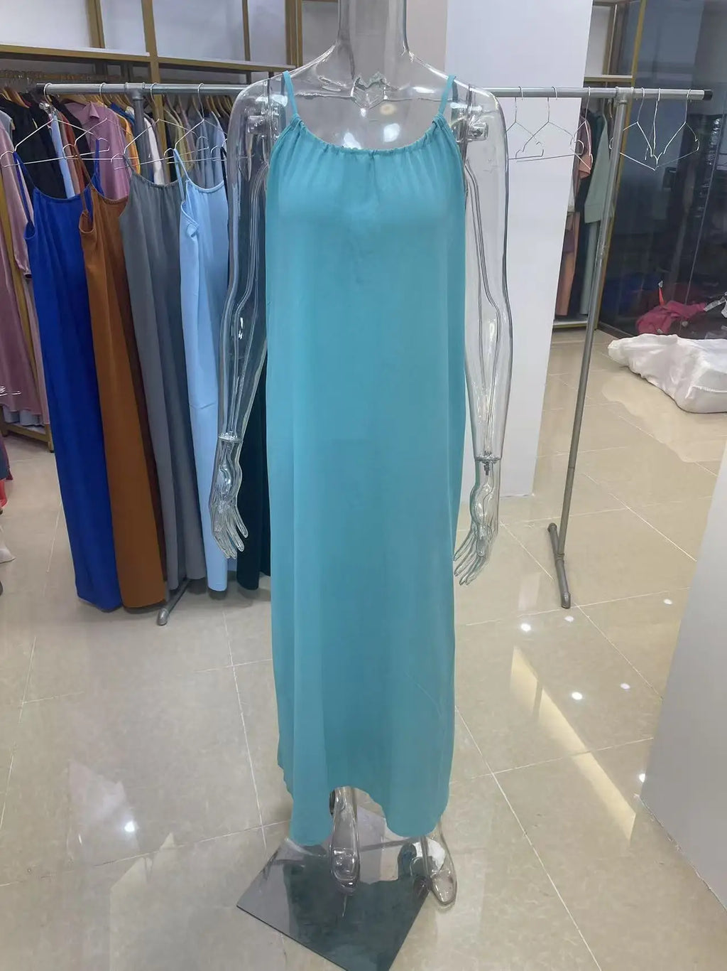 New Arrival Women's Strapless Backless Long Loose Home Dress Comfortable Sleepwear Casual Maxi Dress