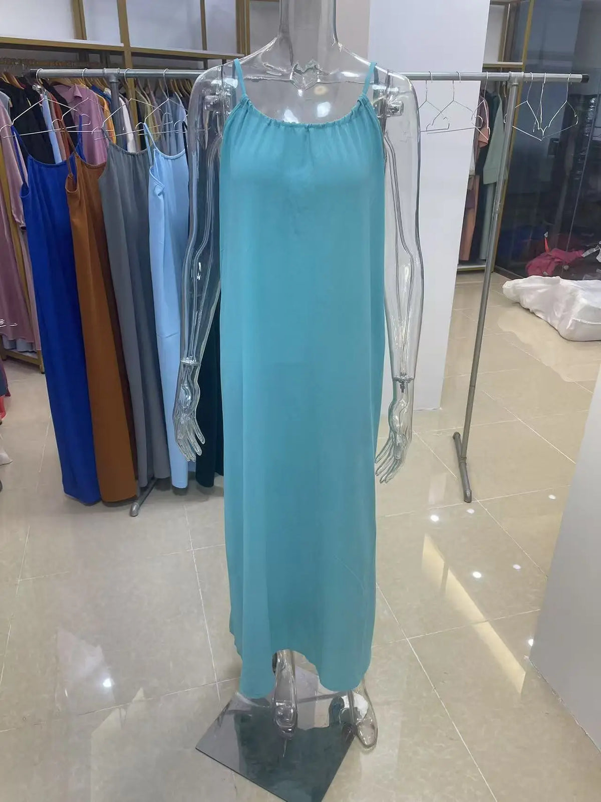 New Arrival Women's Strapless Backless Long Loose Home Dress Comfortable Sleepwear Casual Maxi Dress