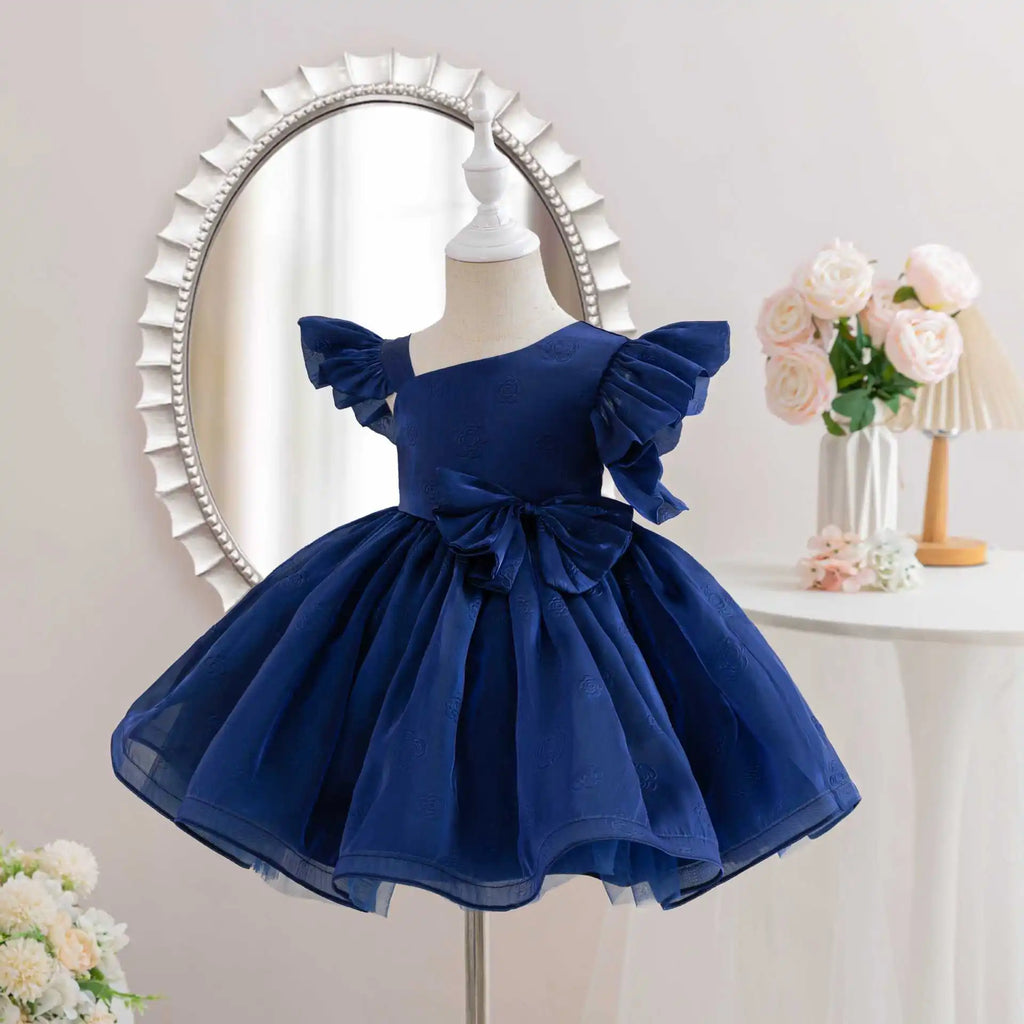 HETISO Girl Dresses Ruffle Sleeve Summer Princess Party Ball Gown Children Kids Girls Birthday Clothes 1-6 Years