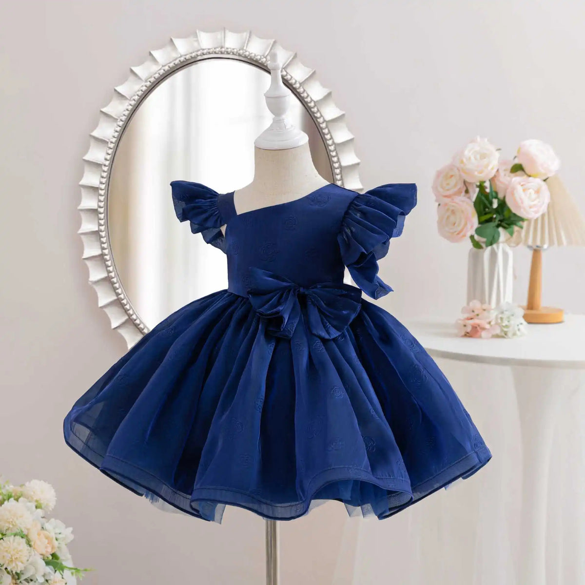 HETISO Girl Dresses Ruffle Sleeve Summer Princess Party Ball Gown Children Kids Girls Birthday Clothes 1-6 Years