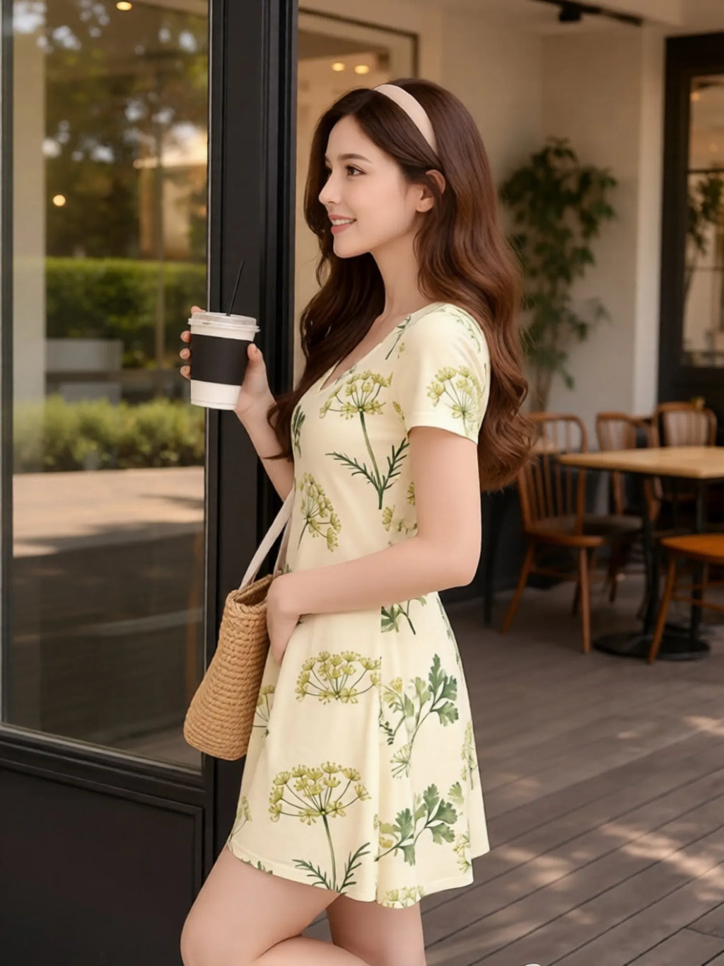 Womens V Neck Short Sleeve Floral A Line Mini Dress Casual Vacation Weekend Sundress Outfit Relaxed Easy Wear Fashion Charm Cute