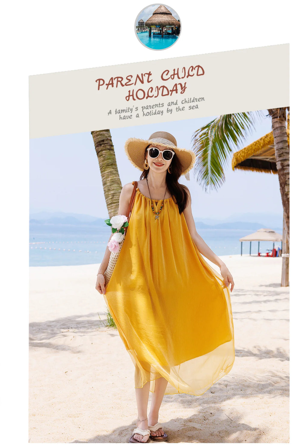 Vacation Family Matching Outfit Beach Mother‑Daughter Girls Yellow Maxi Dress Father‑Son Tops Shorts Sets Holiday Couple Clothes