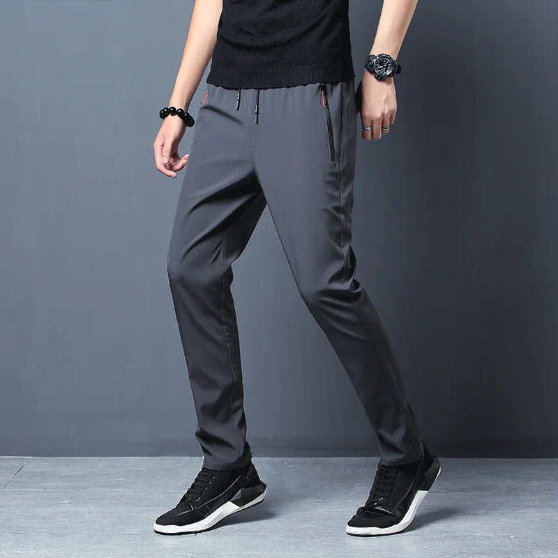 Men'S Casual Pants Business Stretch Slim Fit Elastic Waist Jogger Korean Classic Blue Black Gray Male Brand Trousers