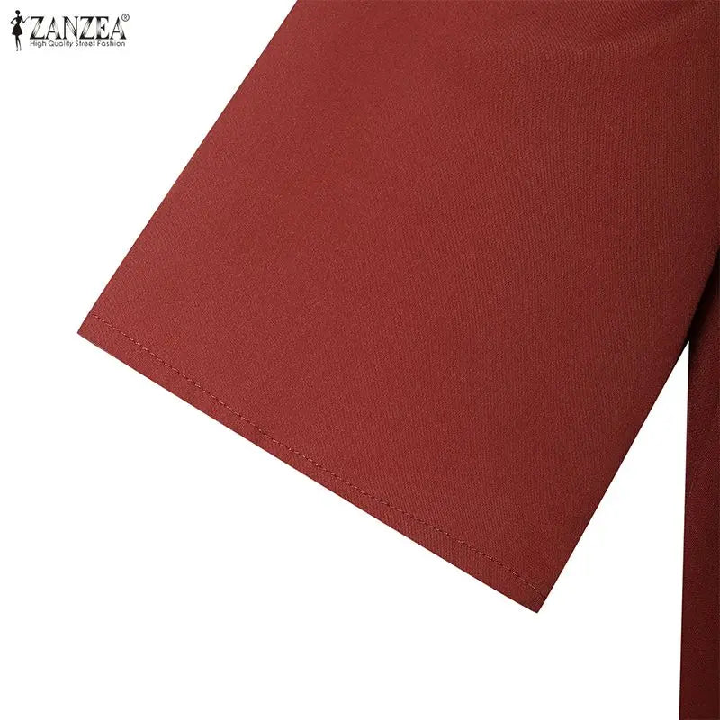 ZANZEA Women's Casual Ruffled Hem Dress O-Neck Half Sleeve A-Line Dress 2026 Summer Daily Solid Color Loose Robes Femme
