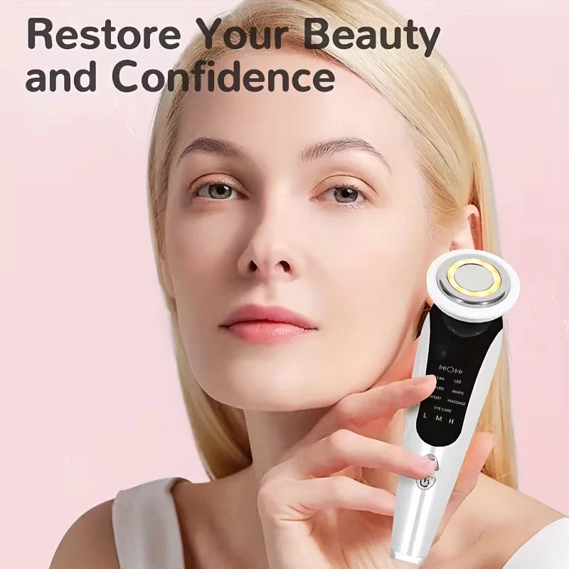 Cloud Prime 7 In 1 Facial And Neck Beauty Device 7 Modes LED Facial Skin Massager, 3 Adjustable Strengths Skincare Massage Tool With Vibration For Christmas And New Year Gifts