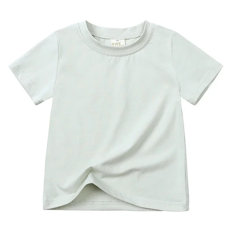 Kids Summer Cotton T Shirt Breathable Solid Tee For Boys And Girls 12M To 9T Lightweight Everyday Casual Shirt