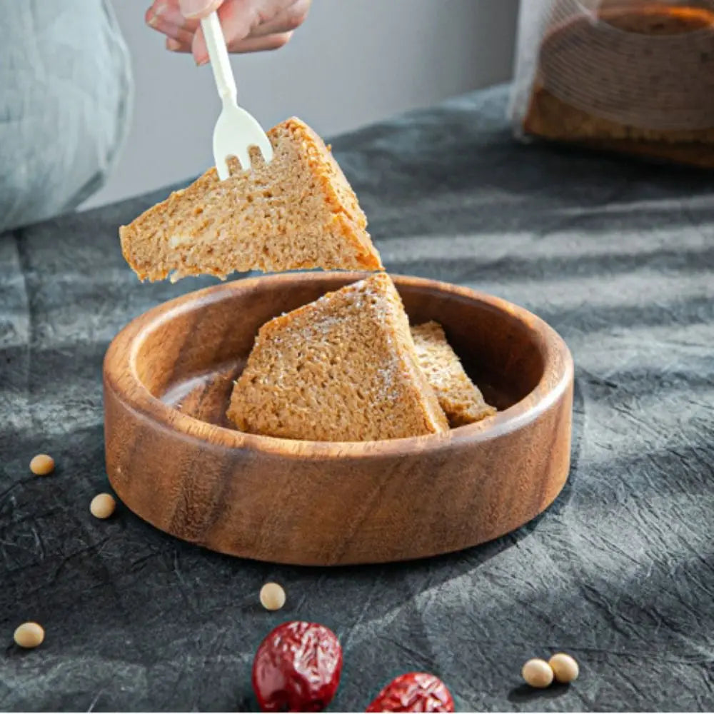 Japanese Style Wooden Fruit and Snack Tray - Round/Square Stackable