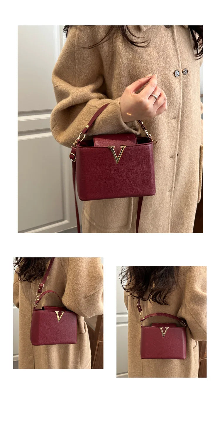 Minimalist Square Shoulder Bag - Women's PU Crossbody Handbag