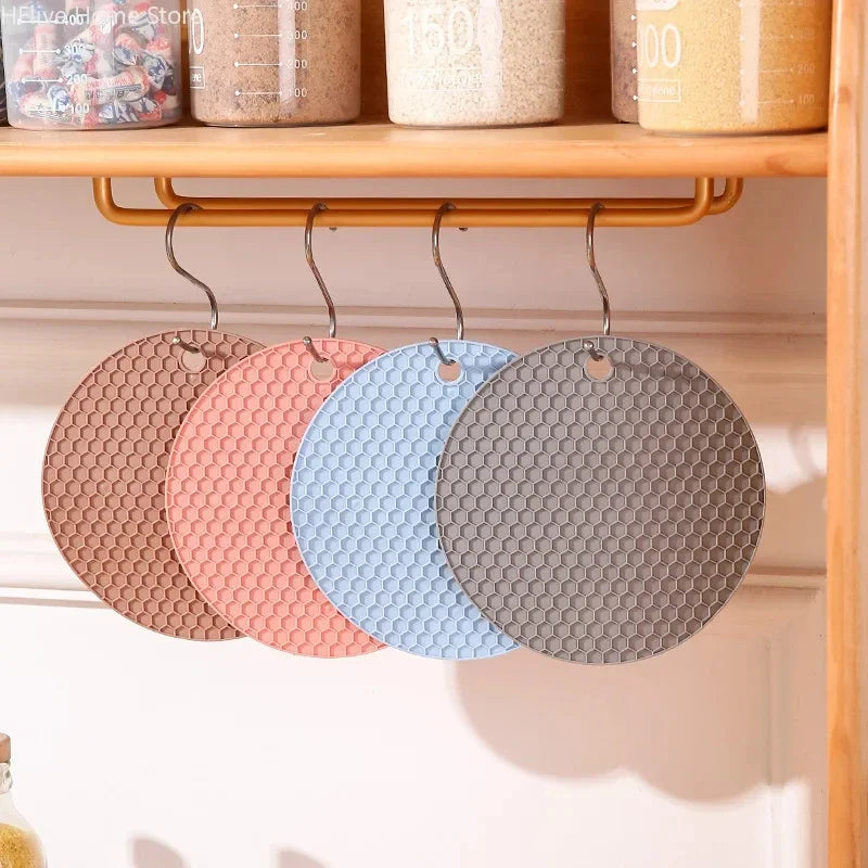 Table mat tool multifunctional kitchen silicone tableware mat, round anti slip coffee cup coaster, pot holder