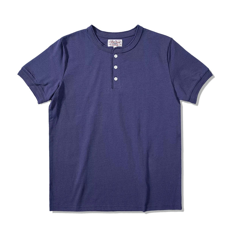 Red Tornado Short Sleeve Henley T-Shirt Heavyweight Cotton Men Every Day Tee Amekaji