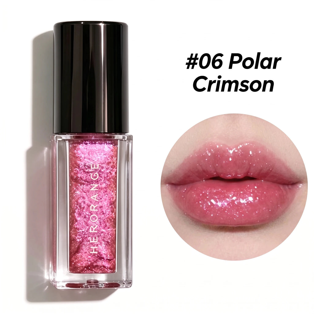 Herorange Star Glitter Lip Gloss Pearlescent Shimmer Mirror Plump Lips Hydrating Watery Lip Makeup
