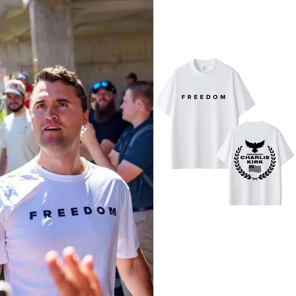 Charlie Kirk Freedom T Shirt Patriotic Memorial Print For Men Women Activists Bold American Hero Tee