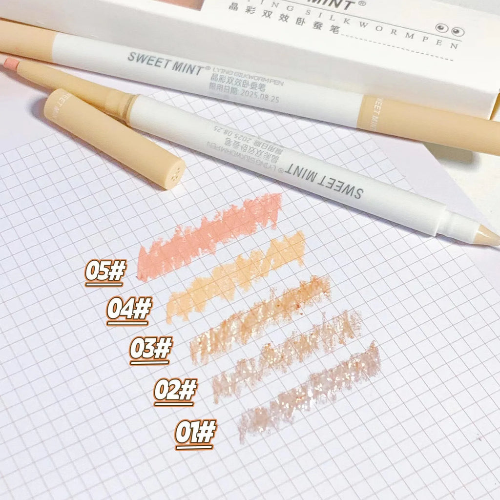 2 In 1 Liquid Eye Liner Shadow Pen Ultra Glitter Eyeliner Pencil Lasting Korean Eyes Makeup High Gloss Pigment Silkworm Gel Pen