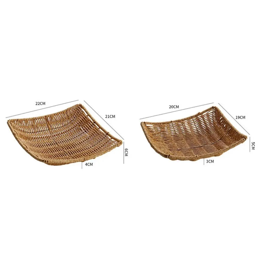 Handmade Rattan Storage Trays Multi-Purpose Home Decoration Crafts Snacks Breakfast Storage Basket Organization Box
