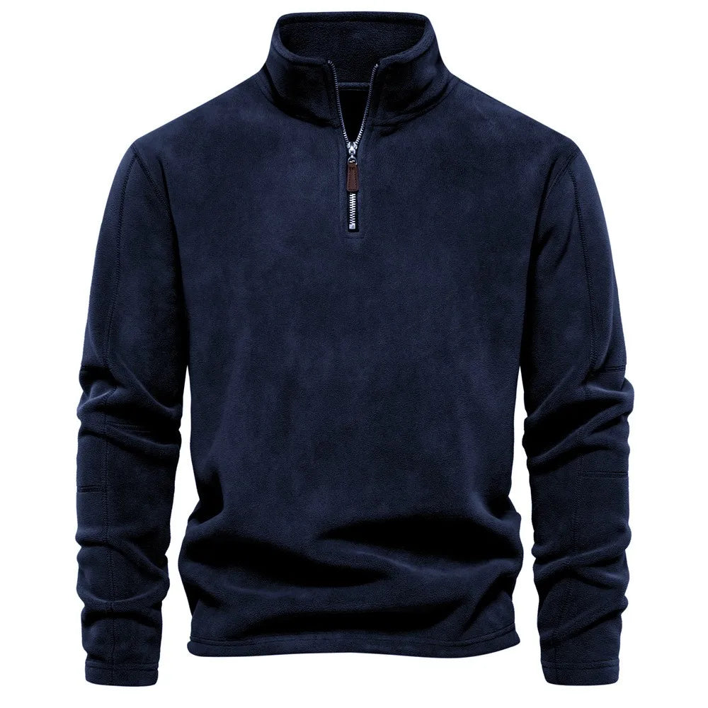 Men's Half-Zip Fleece Pullover - Long Sleeve Business Casual Shirt