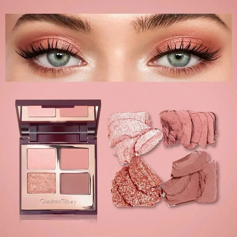 Charlotte Tilbury 4Pan Velvet&9Pan Silk Shimmer Eyeshadow&Cream Blush Dewy Long Lasting Buildable Blendable Natural Glow Makeup