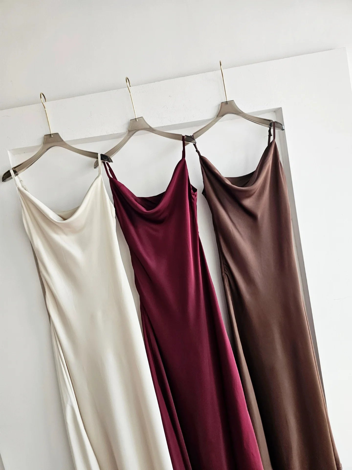 Acetate Satin Long Dress Women's Vacation Gown U-Neck Strapless Luxury Elegant Draped Skirt Three-Dimensional Effect Dyed