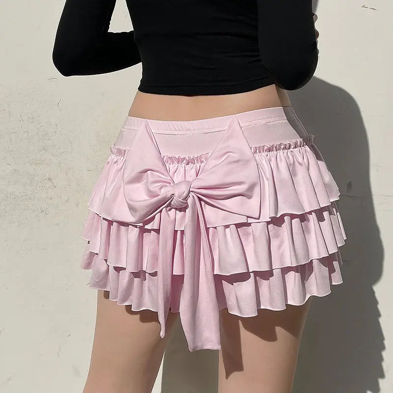 Summer Ball Gown Kawaii Skirts Women 2024 Casual Korean Style Y2k Clothes Faldas Largas Bow Slim A Line Sexy Bodycon Mini Skirt