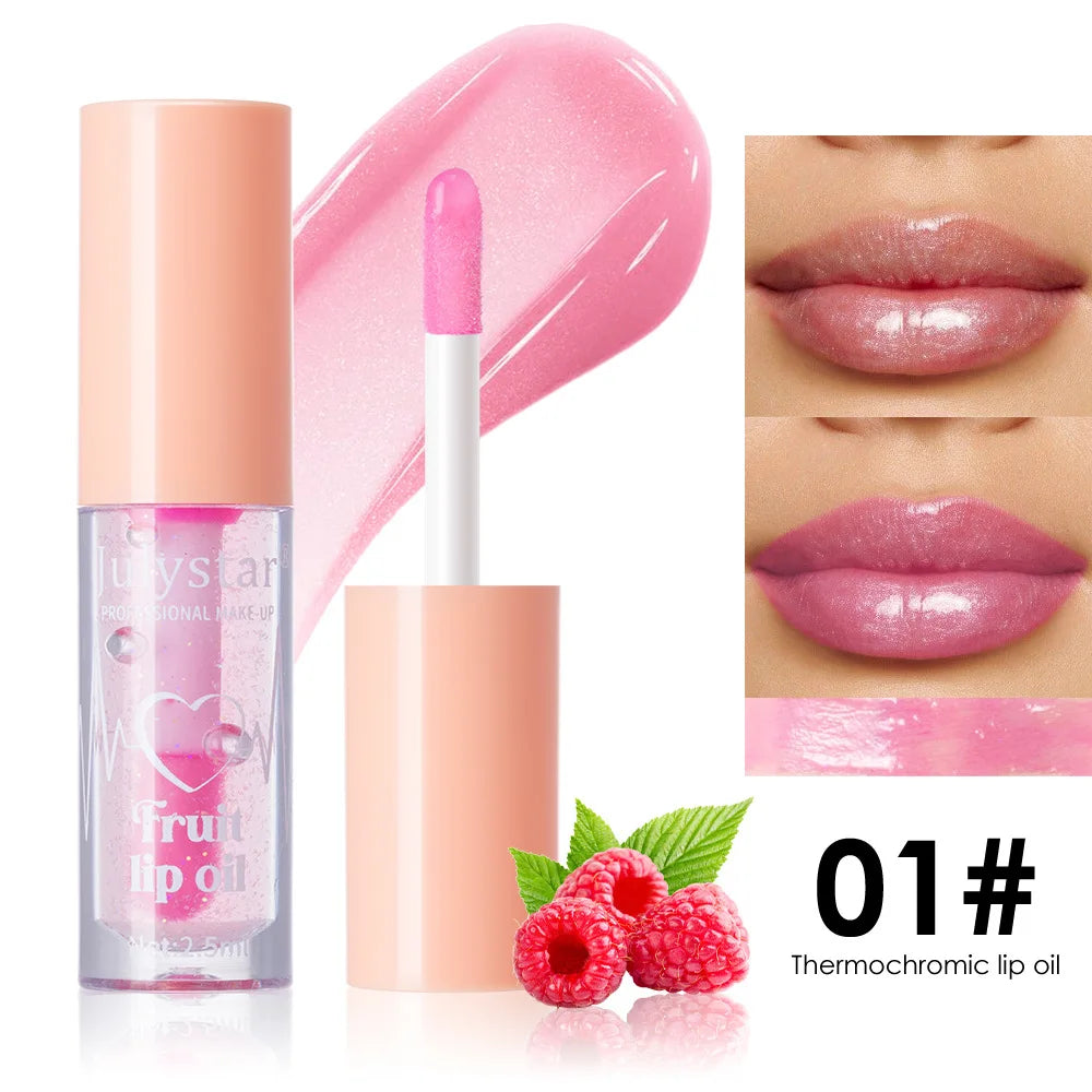 10Color Fruit Flavor Temperature Changing Lip Oil Set Hydrating Glossy Lip Gloss Brightening Water Light Lip Makeup Cosmetic Kit