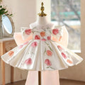 Dreamy Vow D267 White Girls Dress Pink Tulip Embroidery Off Shoulder Large Bowknot Satin Flower Girl Dress Kids Wedding Party