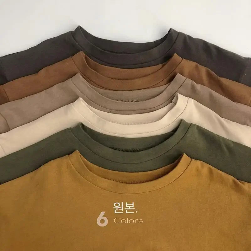 Autumn New Solid Color Children's Cotton T-shirt Long Sleeved Boys and Girls Top Fashion Children's Wear Baby T-shirt