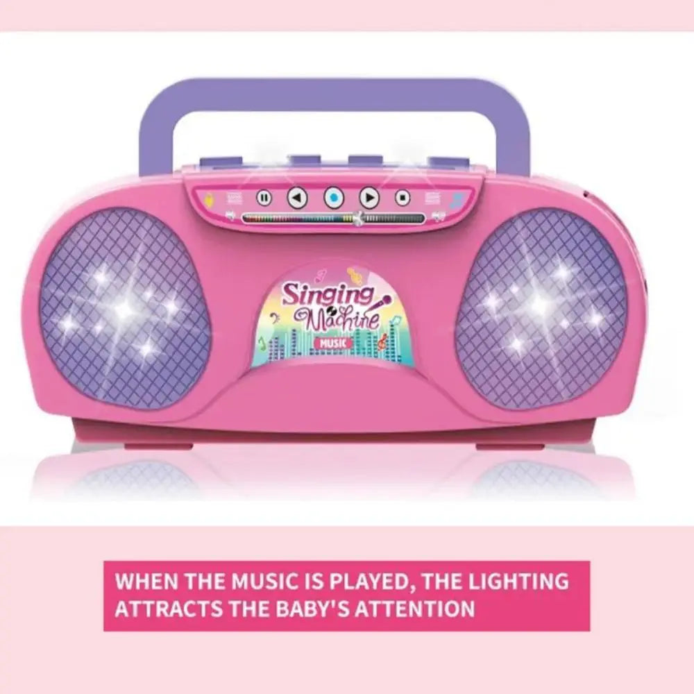 Music Instrument Microphone Karaoke Machine with Light Indoor Outdoor Travel Educational Toy Gifts for Kids Girls Children Toy