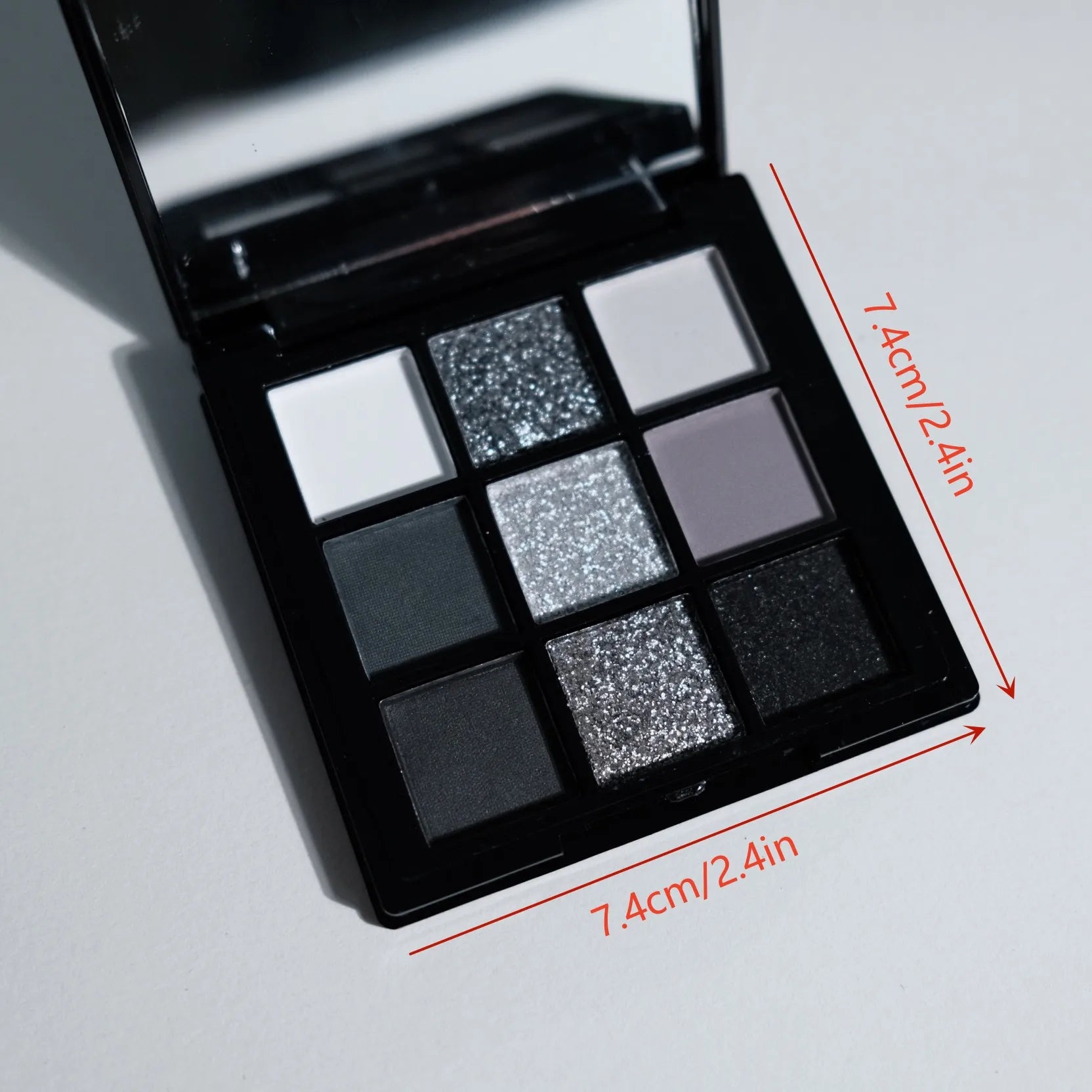 Paleta de sombras de ojos de 9 colores para artistas de escenario, gris oscuro ahumado, plateado brillante, acabado mate