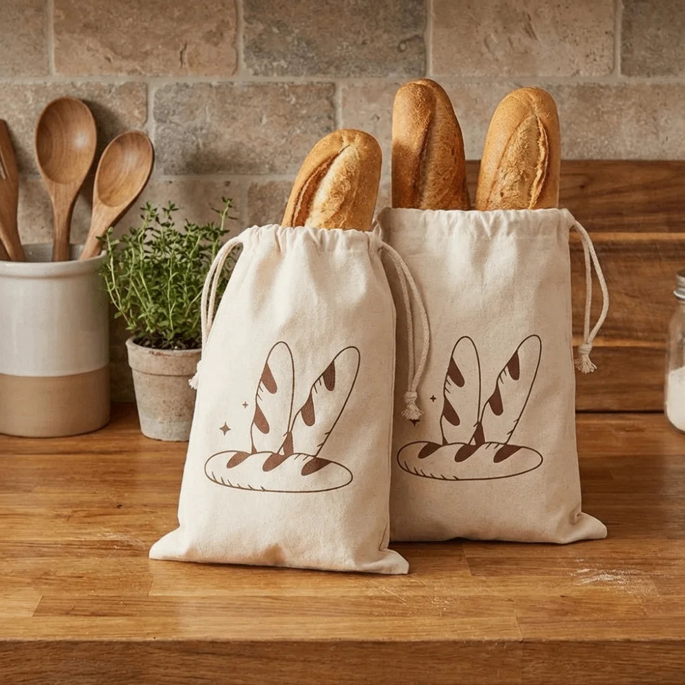 2 BOLSAS GRANDES DE LINO PARA PAN Bolsas de almacenamiento de pan ecológicas que mantienen la frescura, lavables, reutilizables con cordón, para panaderías