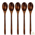 5 Pieces Wooden Spoon Soup Spoon and Fork Tableware Natural Ellipse Ladle Spoon Set Eco Friendly Products Spoons for Cooking