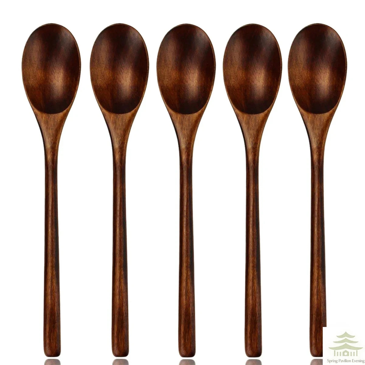 5 Pieces Wooden Spoon Soup Spoon and Fork Tableware Natural Ellipse Ladle Spoon Set Eco Friendly Products Spoons for Cooking
