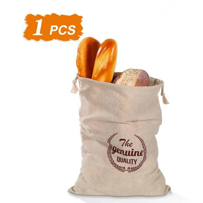 4/2/1PCS Linen Bread Bags,Reusable Drawstring Bag for Loaf, Homemade Artisan Bread Storage Bag,Linen Bread Bags for Baguette