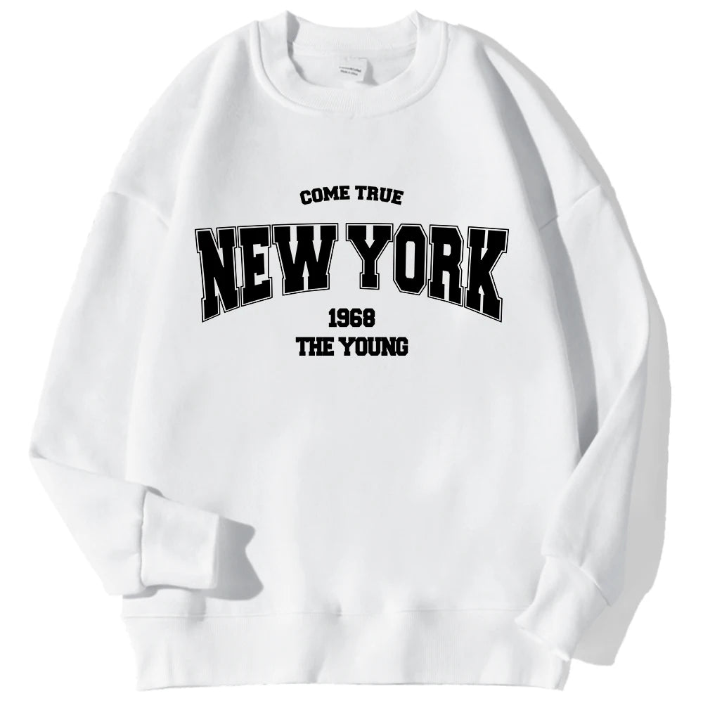 New York California Malibu Letter Sweatshirts Winter Women'S Casual Loose Hoodie Fleece Warm Crewneck Pullover Comfortable Clothes