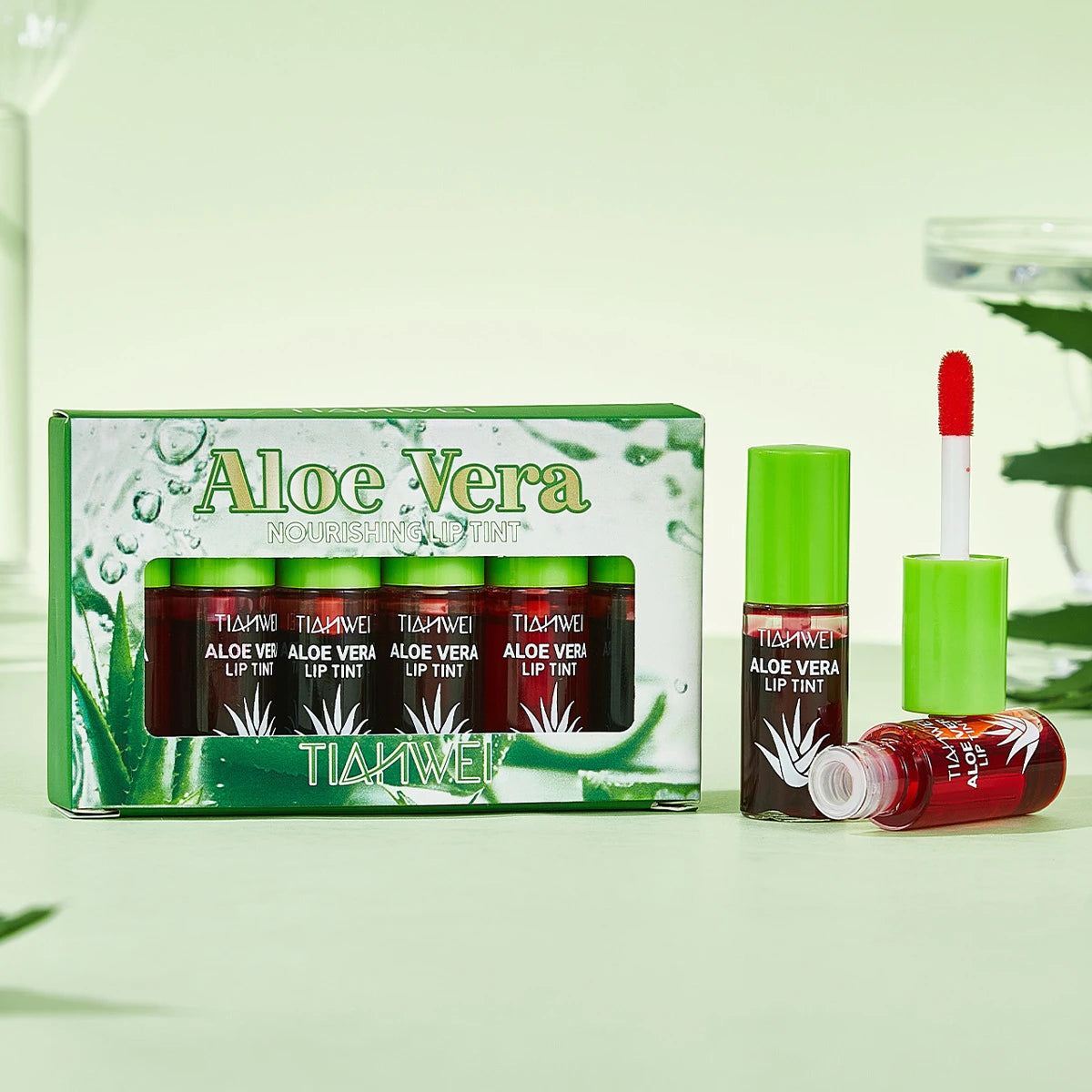 6-Piece Moisturizing Lip Gloss Set - Hydrating Aloe Vera Lip Oil