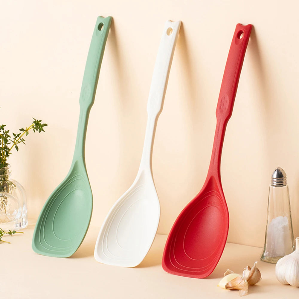 Silicone Kitchen Mixing Spoon - Non-Slip Grip Scraper Utensil