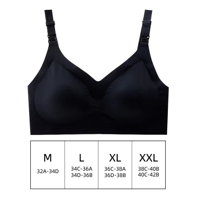 Ultra Thin Laser Cutting Ladies Feeding Bra Removable Padded Breastfeeding Bras Plus Size Push Up Maternity Nursing Bra