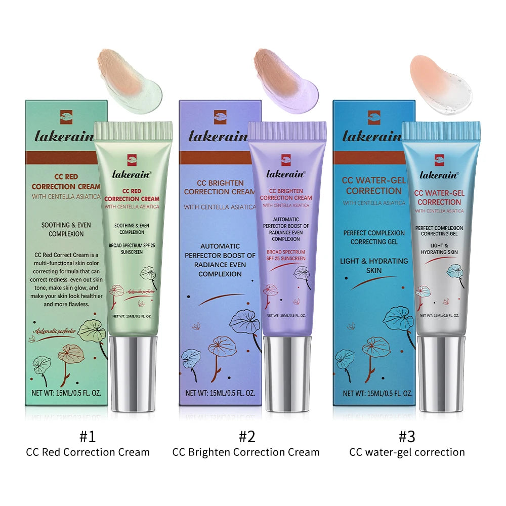 Color Changing CC Cream Foundation With Centella Korean High Coverage For Face Base Makeup For All Skin Types 3Pcs