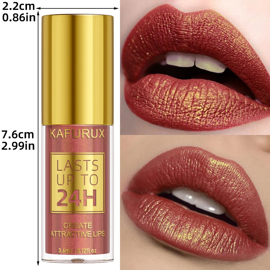 Kafurux Glitter Metallic Lip Gloss - Waterproof Long-Lasting Lip Tint