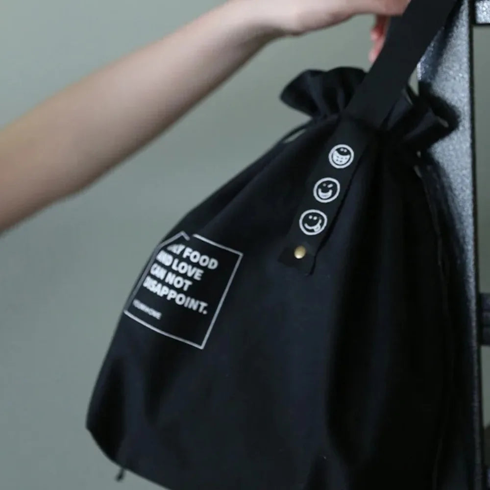 Bolsa de Picnic Portátil de Lona, Diseño con Cordón para Mantener Fresco, Bolsa Térmica Aislada para el Almuerzo Escolar