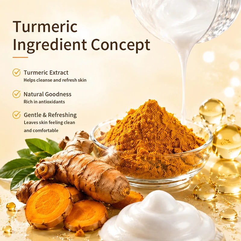 Turmeric Kojic Acid Facial Cleanser Refreshing Moisturizing VC Cleansing Mousse Gentle Cleaning Oil Control Brighten Skin Tone