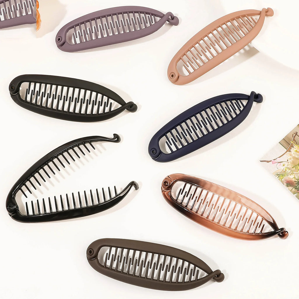 Matte Fish Shaped Banana Hairpin Ponytail Hair Clip Headband For Women Hair Accessories HairgripsTwist Clamp Barrettes Headwear