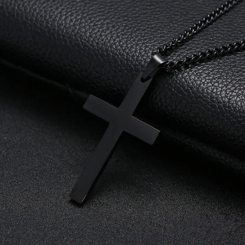 Vintage Gothic Pendant Cross Necklace Cool Street Style Punk Jewelry For Men Women'S Black Chain Accessories Decoration