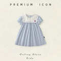 Children Girl Vintage Dress Spring Autumn Lace Turn Down Collar 2-8Y Princess Dress Fragment Flower Long Sleeve Baby Girls Dress